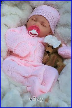 REBORN GIRL DOLL PINK KNITTED SPANISH OUTFIT WITH DUMMY M 