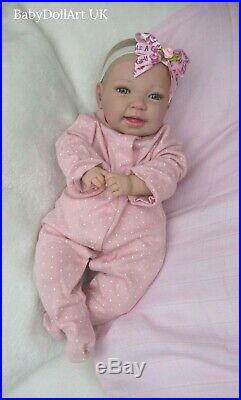 Reborn baby girl doll, Happy Baby Bella 18 blue eyes