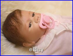Cute Lifelike Vinyl Baby Doll Schoolgirl Newborn Girl Doll in Yellow Clothes
