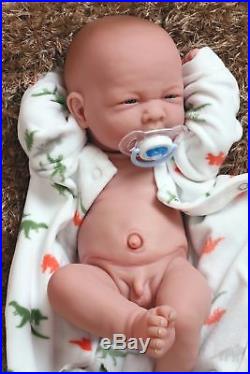 14'' Reborn Baby Boy Real Doll Full Body Vinyl Silicone Handmade Lifelike Toys