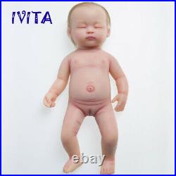 15'' Rooted Hair Eyes Closed Sleeping Girl Full Body Silicone Reborn Baby Doll