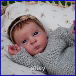 15inch Finished Reborn Doll Vinyl Cloth Body Newborn Baby with Rooted Brown Hair