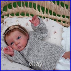 15inch Finished Reborn Doll Vinyl Cloth Body Newborn Baby with Rooted Brown Hair