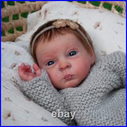 15inch Finished Reborn Doll Vinyl Cloth Body Newborn Baby with Rooted Brown Hair