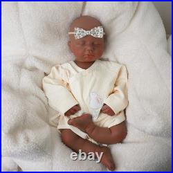 18.9 Inch Silicone Reborn Baby Dolls Lifelike Newborn Girl Dolls Dark Brown