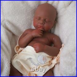 18.9 Inch Silicone Reborn Baby Dolls Lifelike Newborn Girl Dolls Dark Brown