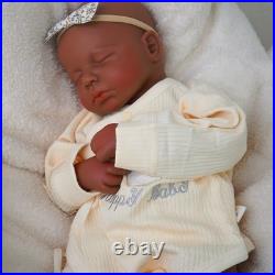 18.9 Inch Silicone Reborn Baby Dolls Lifelike Newborn Girl Dolls Dark Brown