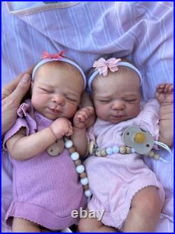 18 Inch Lifelike Twin Reborn Baby Dolls Girl, Realistic Twin Newborn Baby Doll T