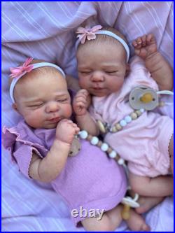 18 Inch Lifelike Twin Reborn Baby Dolls Girl, Realistic Twin Newborn Baby Doll T