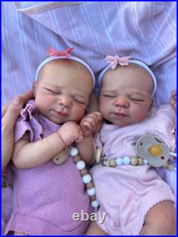 18 Inch Lifelike Twin Reborn Baby Dolls Girl, Realistic Twin Newborn Baby Doll T
