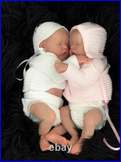18 Inch Realistic Reborn Baby Doll Twins Lifelike Reborn Full Body Vinyl Boy &