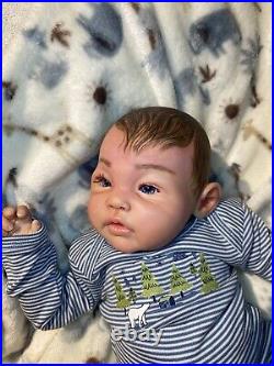 18 Newborn Reborn Baby Doll Blue Eyes Realistic Vinyl Boy Adeline Ping Lau