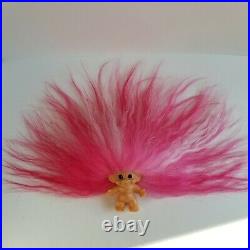 1960's Troll Doll Vintage DAM Scandia Pink & White Mohair & Blue Spiral Eyes