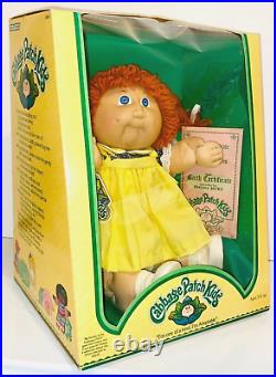 1983 Cabbage Patch Kids Doll RARE Blue Eyes, Red Fuzzy Hair, Pigtails, Dimples