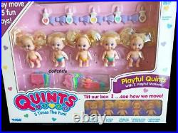 1990 Vintage TYCO PLAYFUL QUINTS Dolls 5 Motions 1557 NRFB New
