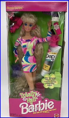 1991 TOTALLY HAIR Blond Barbie Doll Longest Hair Ever with Styling Gel #1112 NRFB