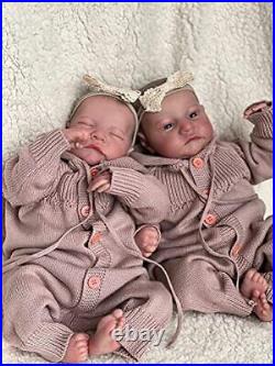19Inch Reborn Baby Dolls Twins, Newborn Baby Dolls Silecone Baby Girl Levi Twins
