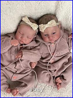 19Inch Reborn Baby Dolls Twins, Newborn Baby Dolls Silecone Baby Girl Levi Twins