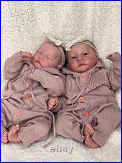 19Inch Reborn Baby Dolls Twins, Newborn Baby Dolls Silecone Baby Girl Levi Twins