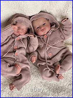 19Inch Reborn Baby Dolls Twins, Newborn Baby Dolls Silecone Baby Girl Levi Twins