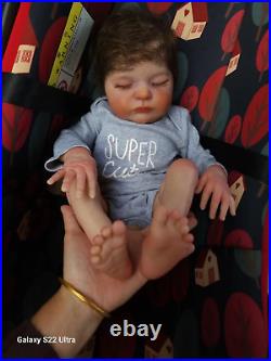 19 Artist Painted Reborn Baby Doll Newborn Sleeping Soft Touch Hand Rooted Hair