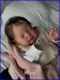 19 Finished Asleep Newborn Baby Reborn Doll Rooted Soft Mohair Painted Toy Gift