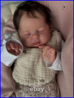 19 Finished Asleep Newborn Baby Reborn Doll Rooted Soft Mohair Painted Toy Gift