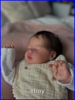 19 Finished Asleep Newborn Baby Reborn Doll Rooted Soft Mohair Painted Toy Gift