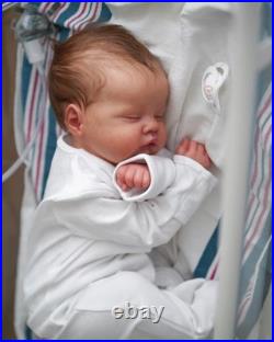 19 Reborn Quinbee Newborn Sleeping Baby Doll with Rooted Hair Realistic Skin