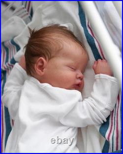 19 Reborn Quinbee Newborn Sleeping Baby Doll with Rooted Hair Realistic Skin