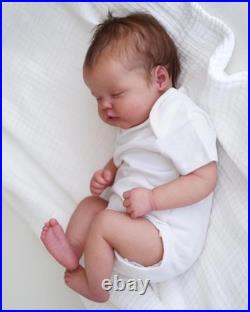 19 Reborn Quinbee Newborn Sleeping Baby Doll with Rooted Hair Realistic Skin