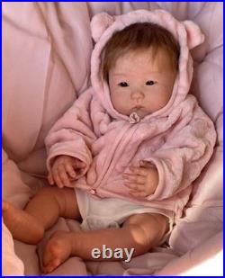 19in Assembled Realistic Reborn Doll Newborn Baby Asian Toddler Rooted Hair Gift