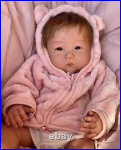 19in Assembled Realistic Reborn Doll Newborn Baby Asian Toddler Rooted Hair Gift