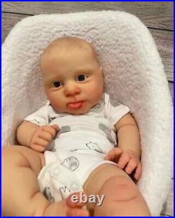 19in Reborn Baby Doll Sebby Painted Hair Lifelike Newborn Boy Girl Handmade Toy