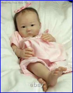 19in Reborn Doll An Ming Lifelike Asian Baby Newborn Rooted Mohair Gift Handmade