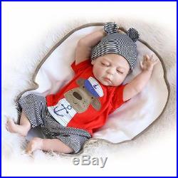 22 Full Body Silicone Reborn Baby Sleeping Doll Soft Vinyl Lifelike Newborn Boy