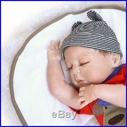 22 Full Body Silicone Reborn Sleeping Boy Doll Soft Vinyl Lifelike Newborn Baby