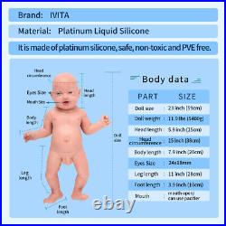 22 Full Body Soft Silicone Lifelike Rebirth Baby Doll Girl Accompany Waterproof