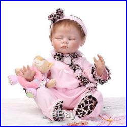 22''Handmade Lifelike Baby Girl Silicone Vinyl Reborn Newborn Dolls+Clothes+Bear