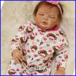 22''Handmade Lifelike Baby Silicone Vinyl Reborn Girl Doll Newborn Dolls+Clothes
