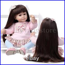 22'' Handmade Lifelike Long Hair Girl Baby Doll Soft Silicone Vinyl Reborn Dolls