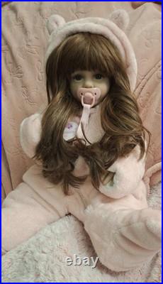 22 Inch Reborn Baby Dolls Full Vinyl Body Girl Waterproof Realistic Toddler Gift
