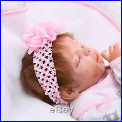 22''Lifelike Handmade Full Silicone Vinyl Reborn Baby Doll Sleeping Newborn Girl