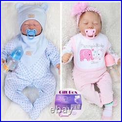 22 Lifelike Reborn Baby Dolls Twins Soft Vinyl Silicone Newborn Babies Boy&Girl