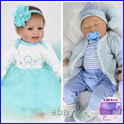 22'' Realistic Reborn Baby Twins Toddler Girl&Boy Vinyl Silicone Newborn Dolls 22'' Realistic Reborn Baby Twins Toddler Girl&Boy Vinyl Silicone Newborn Dolls