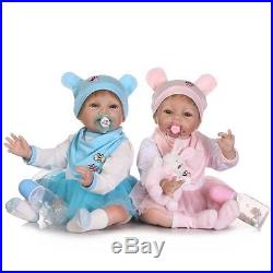 22''Realistic Reborn Twin Silicone Dolls Boys Girl Vinyl Baby Doll Newborn Dolls