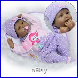 22 Reborn Baby Dolls Lifelike Black African American Silicone Vinyl Smile Girl