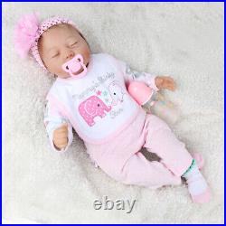 22''Reborn Baby Dolls Lifelike Newborn Handmade Silicone Vinyl Girl Doll+Clothes