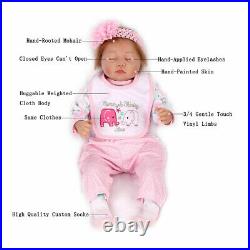 22''Reborn Baby Dolls Lifelike Newborn Handmade Silicone Vinyl Girl Doll+Clothes