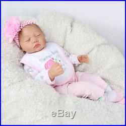 22''Reborn Baby Dolls Lifelike Newborn Handmade Silicone Vinyl Girl Doll+Clothes